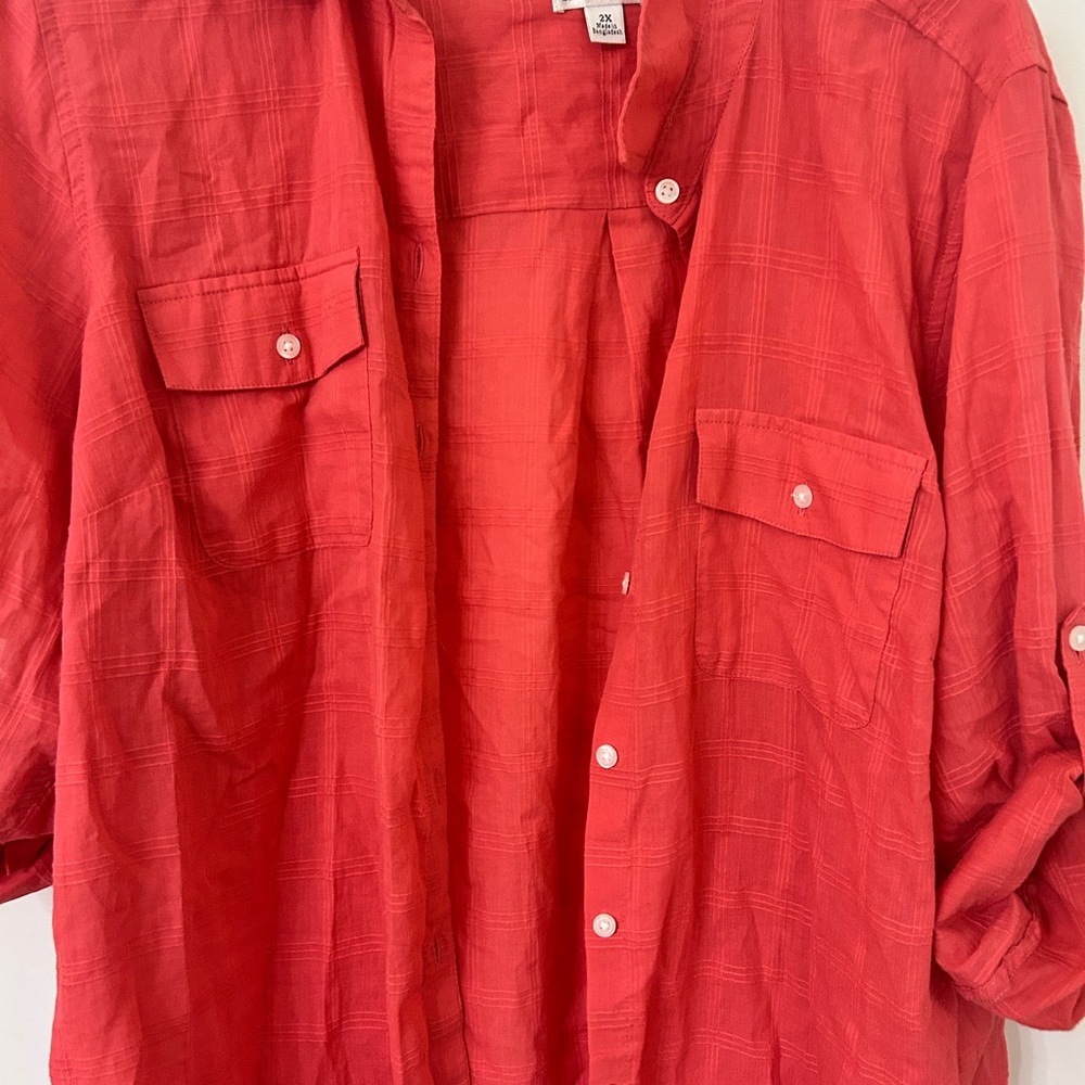 Women’s Red Button-Up